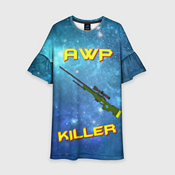 Платье клеш для девочки AWP killer, цвет: 3D-принт