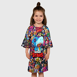 Платье клеш для девочки BRAWL STARS: LEON SHARK, цвет: 3D-принт — фото 2