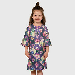 Платье клеш для девочки Цветочный пазл, цвет: 3D-принт — фото 2
