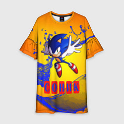 Платье клеш для девочки Sonic - Соник, цвет: 3D-принт