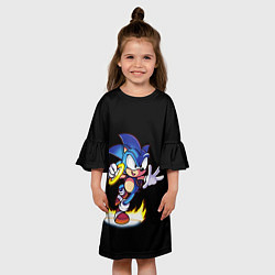 Платье клеш для девочки Sonic, цвет: 3D-принт — фото 2