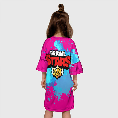 Детское платье Brawl Stars Leon брызги / 3D-принт – фото 4