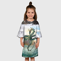 Платье клеш для девочки Дракон, цвет: 3D-принт — фото 2