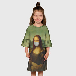 Платье клеш для девочки Мона Лиза в маске, цвет: 3D-принт — фото 2