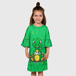 Платье клеш для девочки Дракоша-геймер, цвет: 3D-принт — фото 2