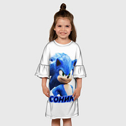 Платье клеш для девочки SONIC цвета 3D-принт — фото 2