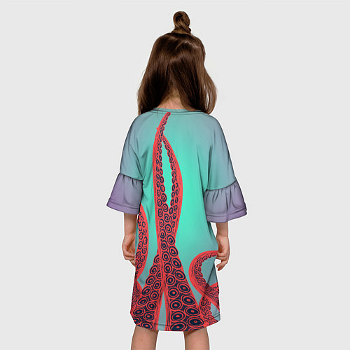 Детское платье Красные щупальца осминога / 3D-принт – фото 4