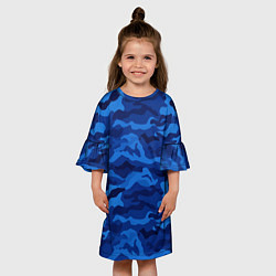 Платье клеш для девочки СИНИЙ КАМУФЛЯЖ, цвет: 3D-принт — фото 2