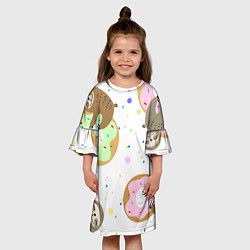 Платье клеш для девочки Милый Ленивец, цвет: 3D-принт — фото 2
