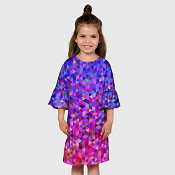 Платье клеш для девочки Треугольники мозаика пиксели, цвет: 3D-принт — фото 2
