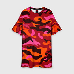 Платье клеш для девочки CAMOUFLAGE RED, цвет: 3D-принт