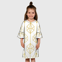 Платье клеш для девочки Геометрический орнамент золото, цвет: 3D-принт — фото 2