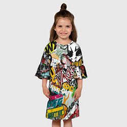 Платье клеш для девочки Стикеры, цвет: 3D-принт — фото 2