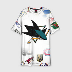 Платье клеш для девочки San Jose Sharks NHL teams pattern, цвет: 3D-принт
