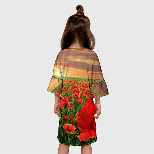 Детское платье Красный мак на закате / 3D-принт – фото 4