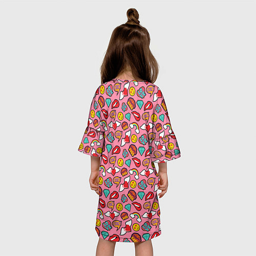 Детское платье Губы Смайлы Любовь / 3D-принт – фото 4