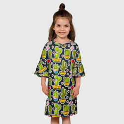 Платье клеш для девочки Кактусы, цвет: 3D-принт — фото 2