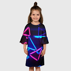 Платье клеш для девочки ABSTRACTION NEON, цвет: 3D-принт — фото 2