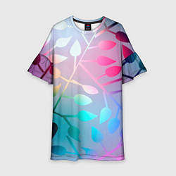 Платье клеш для девочки Листья, цвет: 3D-принт