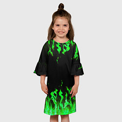 Платье клеш для девочки GREEN FIRE ОГОНЬ, цвет: 3D-принт — фото 2