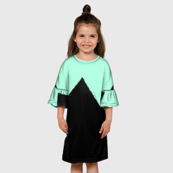 Платье клеш для девочки Неровные зубья черный мятный, цвет: 3D-принт — фото 2
