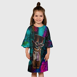 Платье клеш для девочки Сказочный Котик, цвет: 3D-принт — фото 2