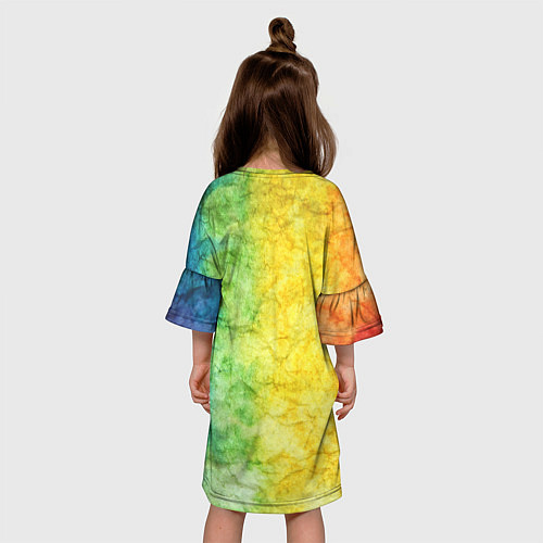 Детское платье Разноцветный акварель градиент / 3D-принт – фото 4