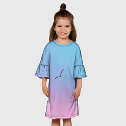 Платье клеш для девочки Чайки птицы полет градиент, цвет: 3D-принт — фото 2