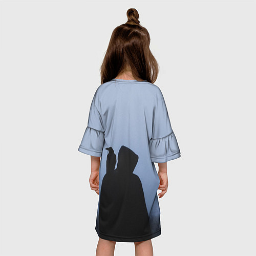 Детское платье Силуэт ворон капюшон ночь / 3D-принт – фото 4