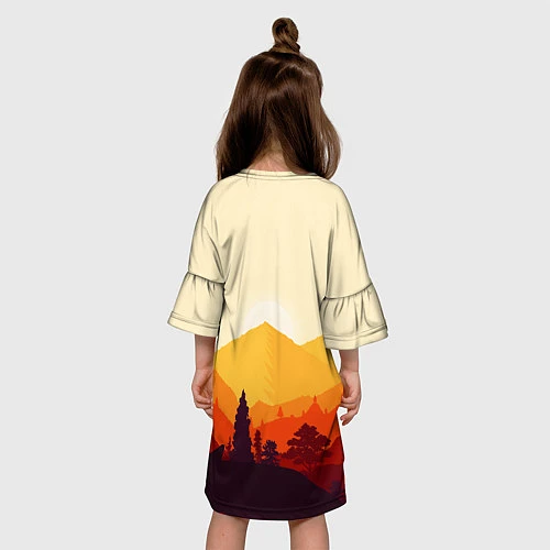 Детское платье Горы закат пейзаж лиса арт / 3D-принт – фото 4