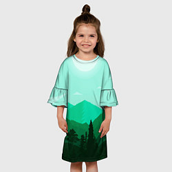 Платье клеш для девочки Горы пейзаж дикая природа, цвет: 3D-принт — фото 2