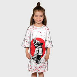 Платье клеш для девочки Самурай в каплях крови Z, цвет: 3D-принт — фото 2