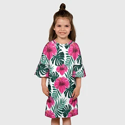 Платье клеш для девочки Гавайский гибискус, цвет: 3D-принт — фото 2