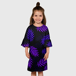 Платье клеш для девочки НЕОНОВЫЕ ТРОПИКИ, цвет: 3D-принт — фото 2