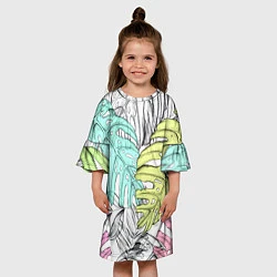 Платье клеш для девочки ТЕКСТУРА ТРОПИКИ, цвет: 3D-принт — фото 2