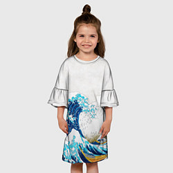 Платье клеш для девочки Japanese wave, цвет: 3D-принт — фото 2