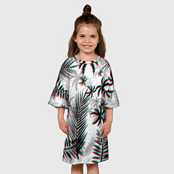 Платье клеш для девочки ПАЛЬМЫ TROPICAL GLITCH, цвет: 3D-принт — фото 2