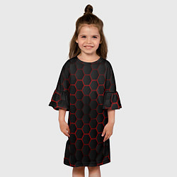 Платье клеш для девочки 3D black & red, цвет: 3D-принт — фото 2