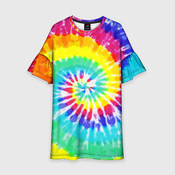 Платье клеш для девочки TIE-DYE СТЕНА, цвет: 3D-принт