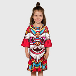 Платье клеш для девочки Морда Азиатского Льва, цвет: 3D-принт — фото 2