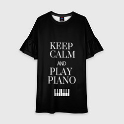 Платье клеш для девочки Keep calm and play piano, цвет: 3D-принт