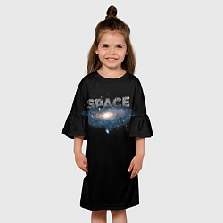 Платье клеш для девочки Космос space, цвет: 3D-принт — фото 2