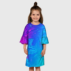 Платье клеш для девочки BACKGROUND IN NEON, цвет: 3D-принт — фото 2