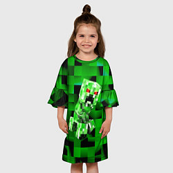 Платье клеш для девочки Minecraft creeper, цвет: 3D-принт — фото 2