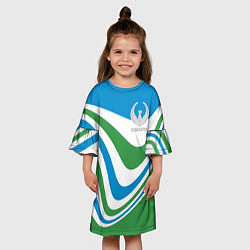 Платье клеш для девочки Узбекистан - герб страны, цвет: 3D-принт — фото 2