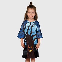 Платье клеш для девочки Жуткое дерево на кладбище, цвет: 3D-принт — фото 2