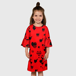 Платье клеш для девочки Сердечки, цвет: 3D-принт — фото 2
