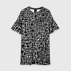 Платье клеш для девочки Геометрия ЧБ Black & white, цвет: 3D-принт
