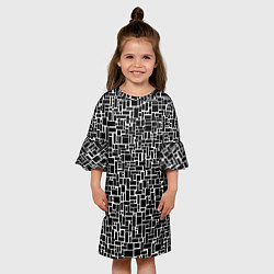 Платье клеш для девочки Геометрия ЧБ Black & white, цвет: 3D-принт — фото 2