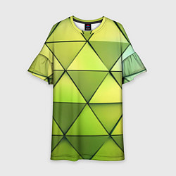 Платье клеш для девочки Зелёные треугольники, цвет: 3D-принт